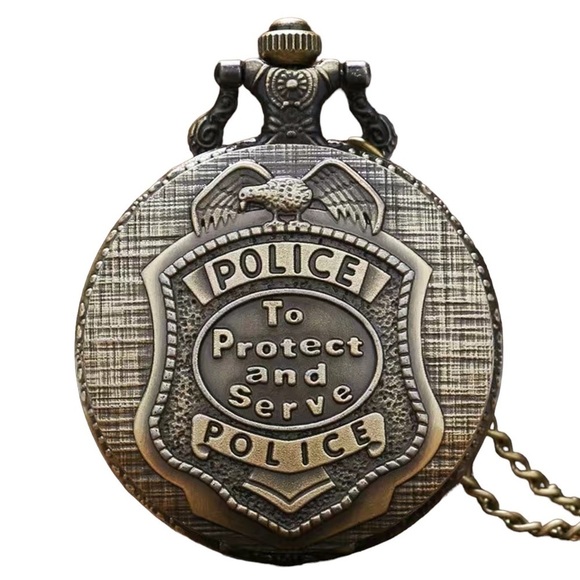 Police Pocket Chain Watch Protect and Serve Quartz Analog Watch Unisex Gift - Picture 13 of 13